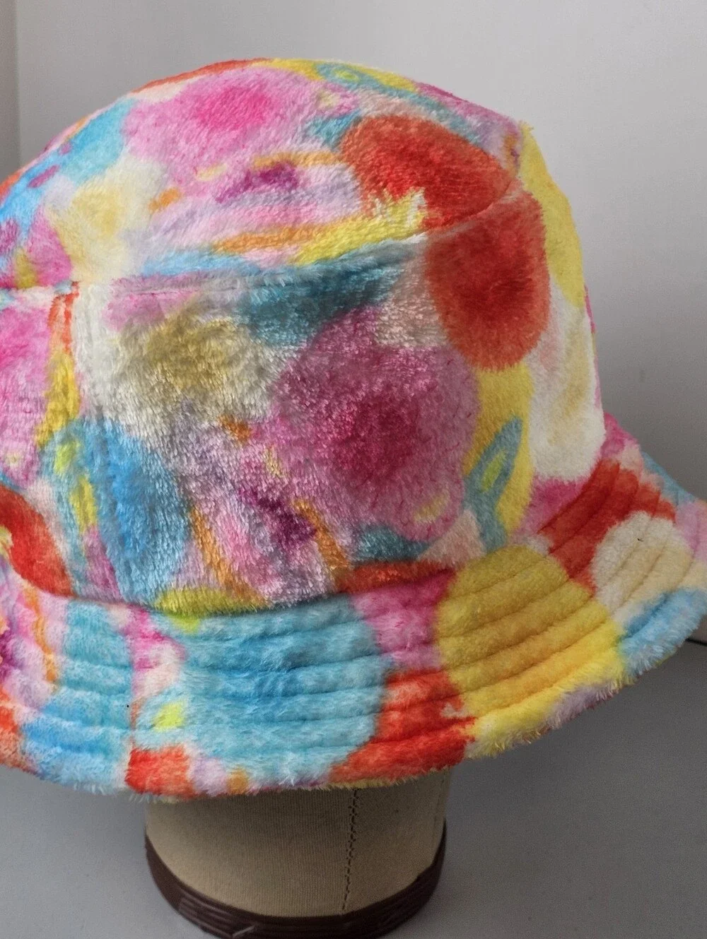 Disney Pixar Fuzzy Bucket Hat by Spirit Jersey OS Multicolor Fuzzy Dot Pattern